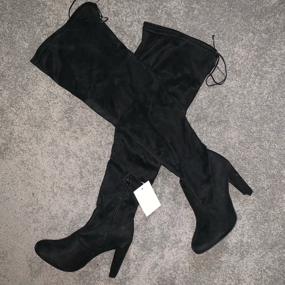 Black over the knee suede boots